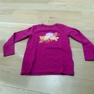 Crew cuts kids Long Sleeve Shirt - Pink Pumpkin Design with gold glitter xs (4-5
